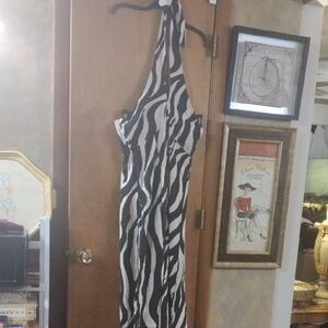 PatPat Cream and Beige Fabric Halter Dress